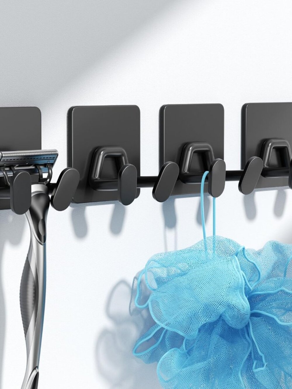 Adhesive Shower Hooks for Inside - Extra Sticky Stainless, Razor Holder Shower A